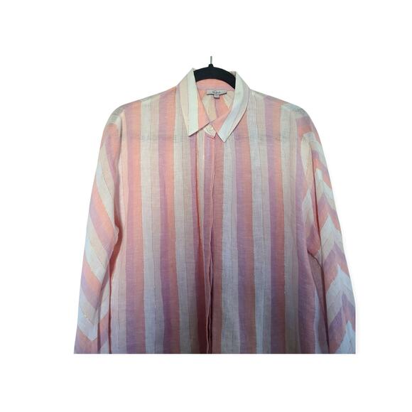 Rails Alyssa Dusk Stripe Linen Button Down Blouse M – Gold Thread Detail - Picture 3 of 16